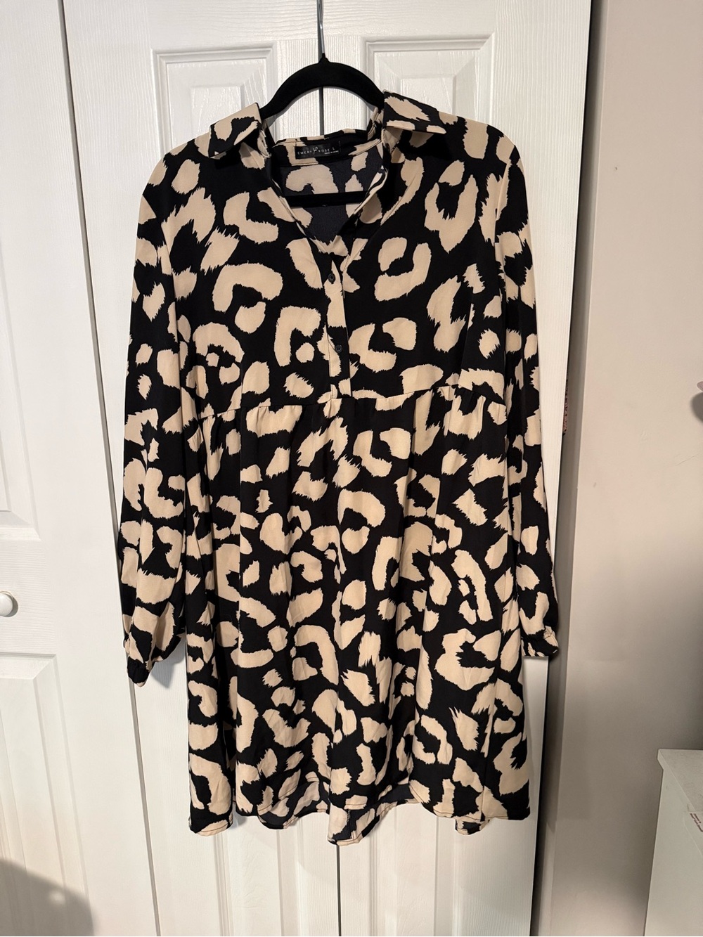 Black & Cream Leopard Print Tunic Blouse